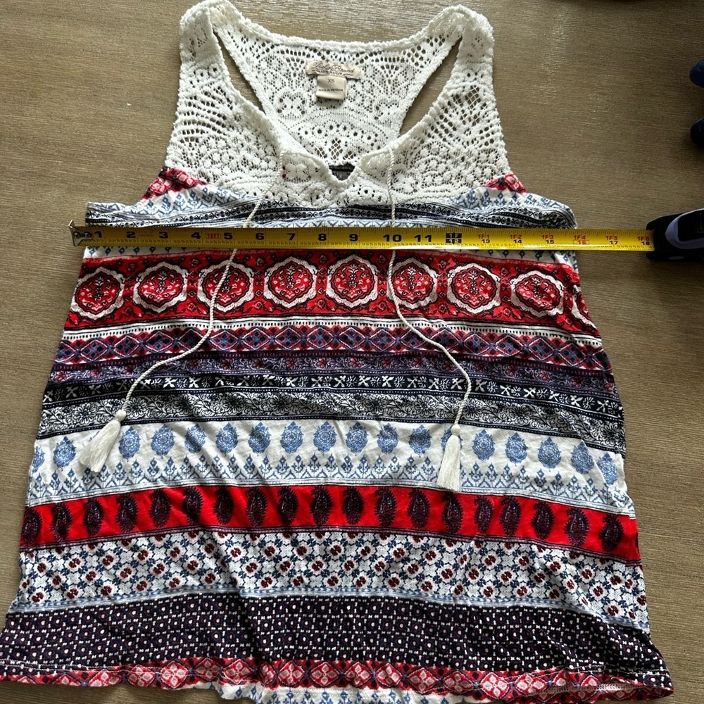 Lucky Brand Red and Blue Patterned Tank Top XS - Picture 3 of 7